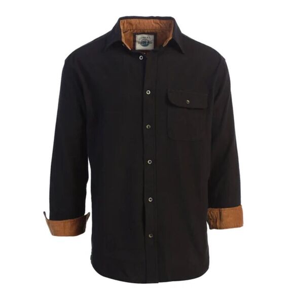 GIOBERTI Shirt Men's Large Navy Blue Flannel Button Up Long Sleeve 100% Cotton - Picture 1 of 16